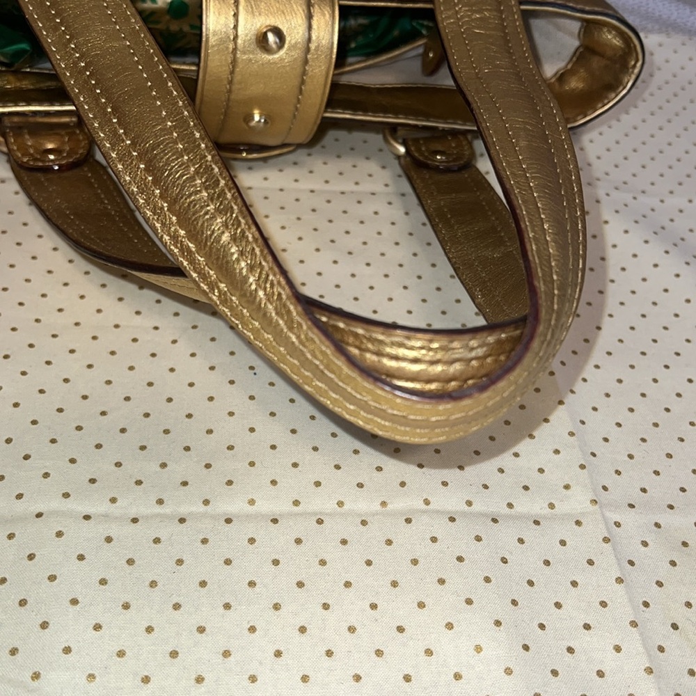 Michael KORS Small Straw handbag with leather trim and handless - Picture 6 of 14